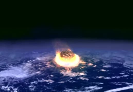 Illustration of a large asteroid impact associated with the end-Cretaceous extinction