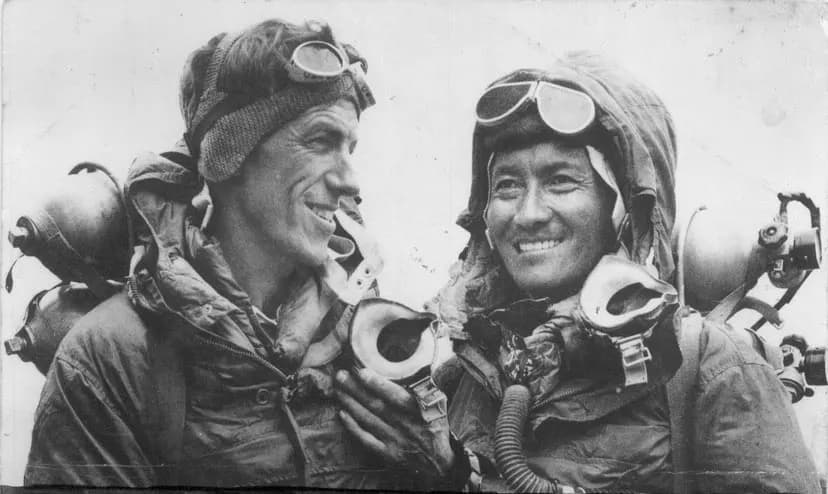 Photograph of Edmund Hillary and Tenzing Norgay together after the Everest expedition