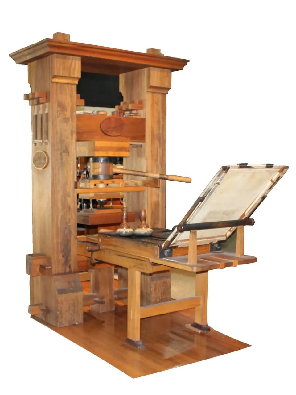 Gutenberg’s movable-type printing system is operating in Mainz, representing the Technology timeline