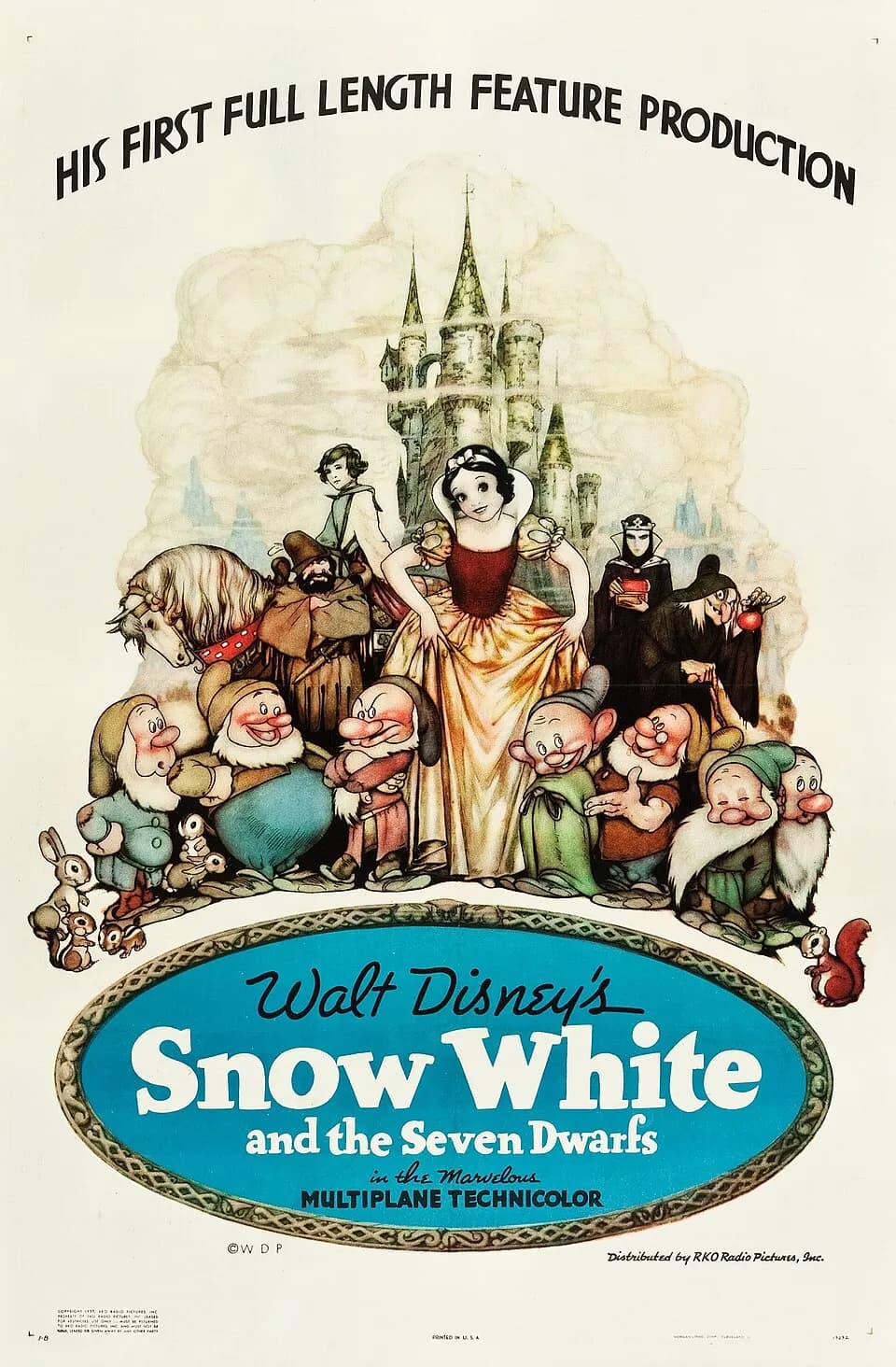 The 1937 theatrical release poster for Snow White and the Seven Dwarfs